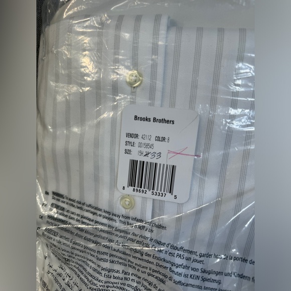 Brookes Brothers Stretch Regent Dress Shirt Non-Iron Twill Stripe 15.5-33 - Picture 9 of 12